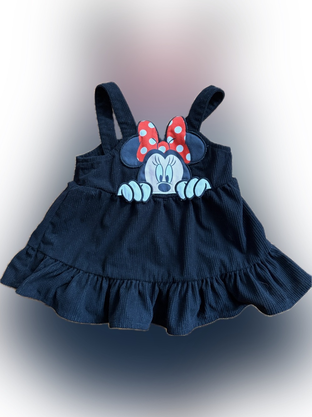 Disney Minnie Mouse Black Ruffle Tank Top with Red Bow